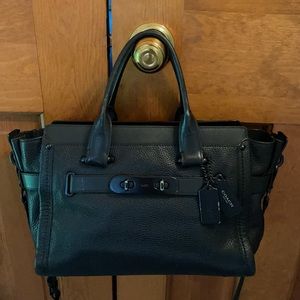 Coach Swagger 27 Black Leather Handbag